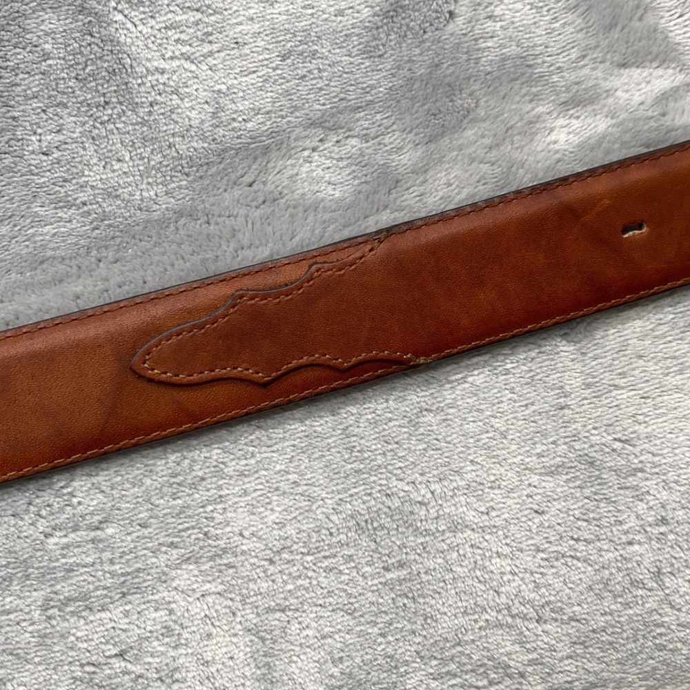 Tony Lama Mens Cognac Leather Western Belt Gold Buckle 32 0189L Made in USA